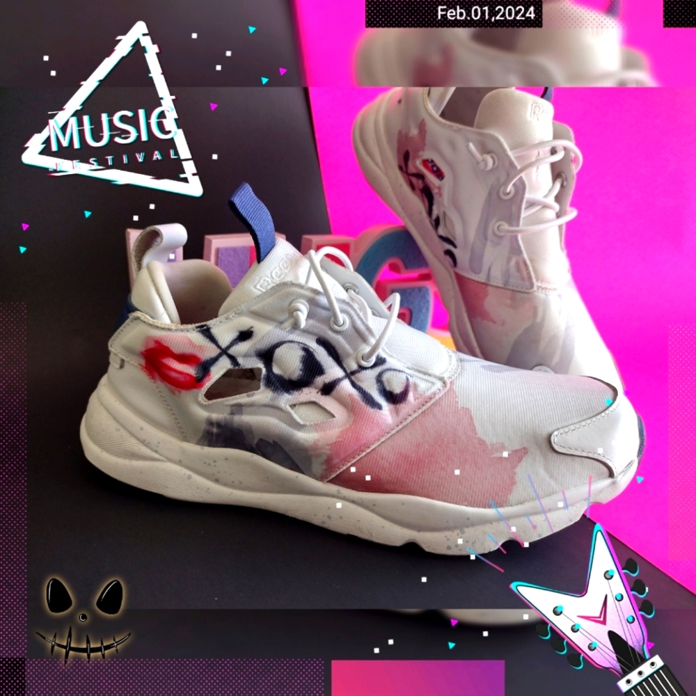 Reebok Furylite XoXo 💋 7.5 🩷🤍🩷🤍🩷🤍🩷